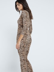 River Island Leopard/Black 2 Pack Rib Flare Leggings - Image 5 of 6