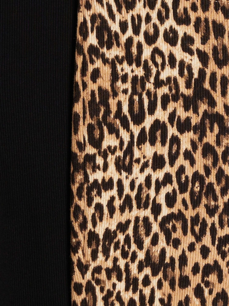 River Island Leopard/Black 2 Pack Rib Flare Leggings - Image 6 of 6