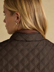 Minx Brown Showerproof Diamond Quilted Gilet with Adjustable Waist - Image 10 of 11