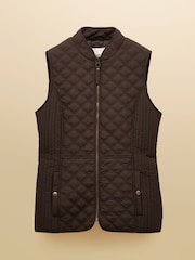 Minx Brown Showerproof Diamond Quilted Gilet with Adjustable Waist - Image 11 of 11