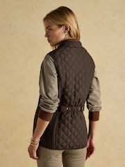 Minx Brown Showerproof Diamond Quilted Gilet with Adjustable Waist - Image 2 of 11