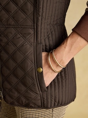 Minx Brown Showerproof Diamond Quilted Gilet with Adjustable Waist - Image 5 of 11