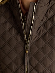 Minx Brown Showerproof Diamond Quilted Gilet with Adjustable Waist - Image 6 of 11