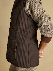 Minx Brown Showerproof Diamond Quilted Gilet with Adjustable Waist - Image 7 of 11