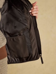 Minx Brown Showerproof Diamond Quilted Gilet with Adjustable Waist - Image 8 of 11