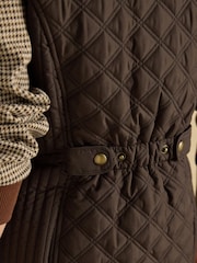 Minx Brown Showerproof Diamond Quilted Gilet with Adjustable Waist - Image 9 of 11