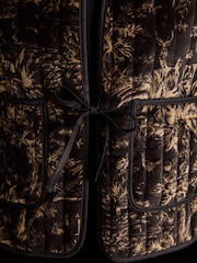 Joules Venetia Black/Gold Tie Front Quilted Velvet Gilet - Image 6 of 8