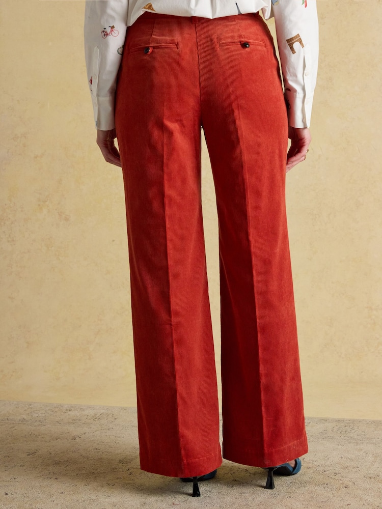 Joules Fernhill Burnt Orange Cord Wide Leg Pleated Trouser - Image 2 of 10 Joules Fernhill Burnt Orange Cord Wide Leg Pleated Trouser - Image 2 of 10