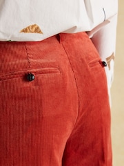 Joules Fernhill Burnt Orange Cord Wide Leg Pleated Trouser - Image 5 of 10