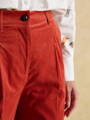 Joules Fernhill Burnt Orange Cord Wide Leg Pleated Trouser - Image 7 of 10