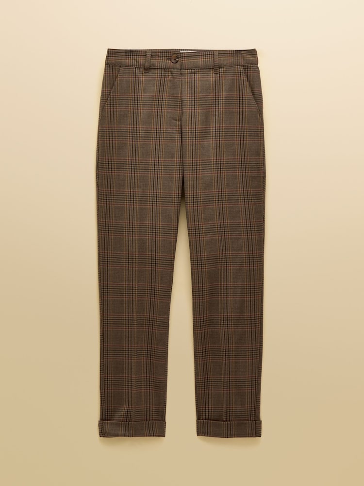 Joules Ada Brown Check Relaxed Trousers - Image 10 of 10