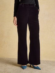 Joules Velvet Black Wide Leg Trouser - Image 1 of 8