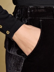 Joules Velvet Black Wide Leg Trouser - Image 4 of 8