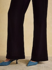 Joules Velvet Black Wide Leg Trouser - Image 6 of 8
