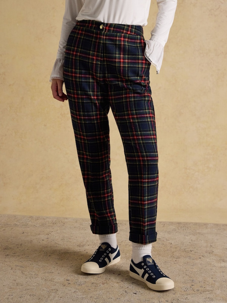 Joules Cora Navy Tapered Tweed Trouser - Image 1 of 8 Joules Cora Navy Tapered Tweed Trouser - Image 1 of 8
