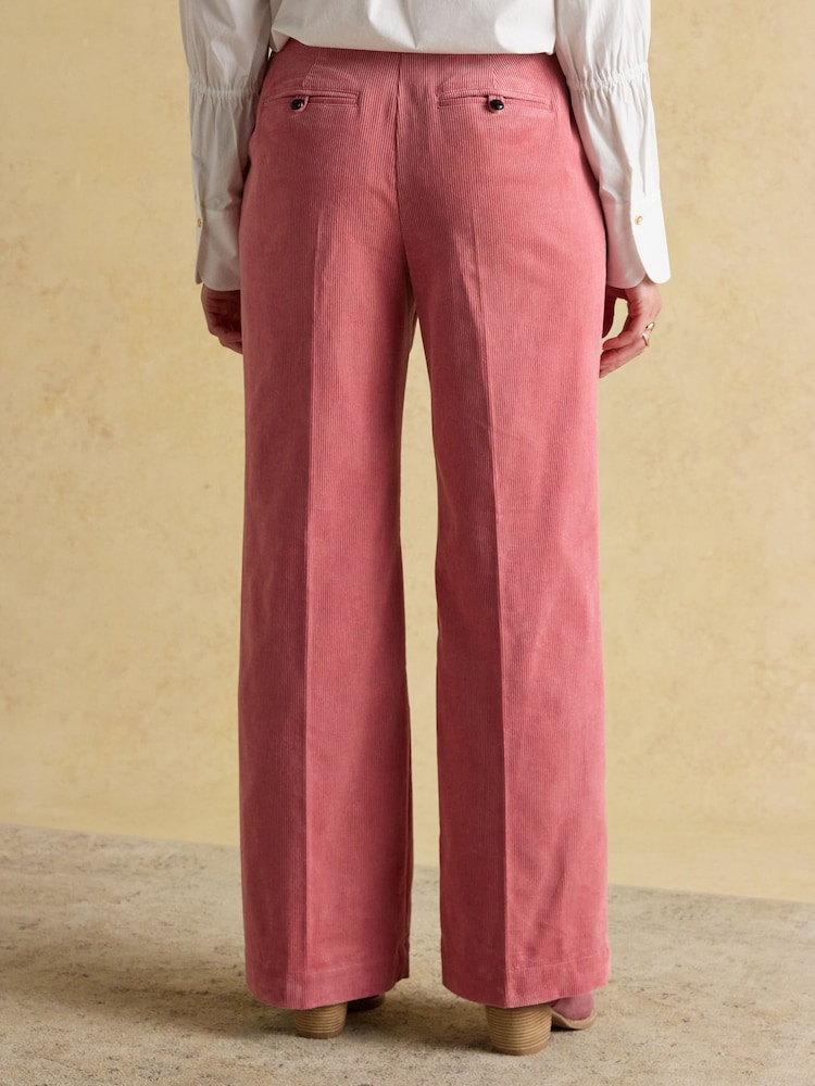 Joules Fernhill Pink Cord Wide Leg Pleated Trouser - Image 2 of 8 Joules Fernhill Pink Cord Wide Leg Pleated Trouser - Image 2 of 8