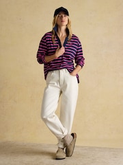 Joules Tallie Navy/Pink Combed Cotton Slub Collared Top - Image 5 of 7