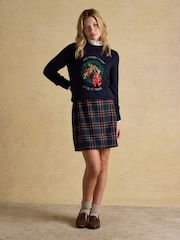 Joules Wrenley Navy Wrap Tweed Skirt - Image 4 of 7