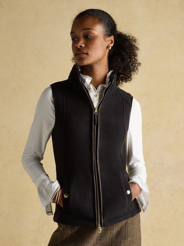 Joules Heritage Black Fleece Gilet - Image 1 of 8