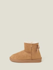 Angels By Accessorize Brown Girls Bow Suedette Boots - Image 3 of 4