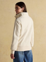 Joules Bronte Cream Funnel Neck Quarter Zip Cotton Sweatshirt - Image 2 of 8