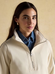 Joules Bronte Cream Funnel Neck Quarter Zip Cotton Sweatshirt - Image 3 of 8