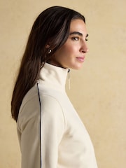 Joules Bronte Cream Funnel Neck Quarter Zip Cotton Sweatshirt - Image 5 of 8