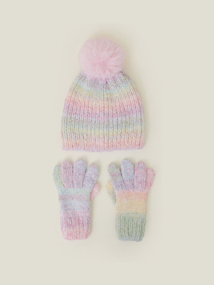 Angels By Accessorize Girls Ombre Chenille Knit Hat and Gloves Set - Slika 1 iz 2