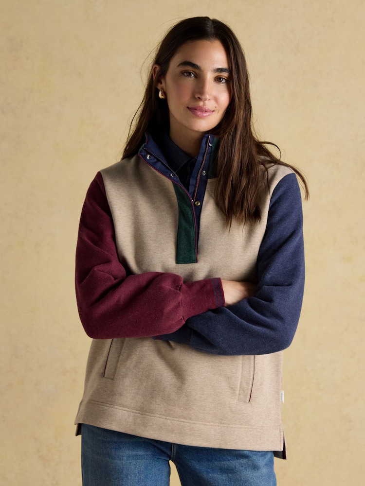 Burnham Hotchpotch Cotton Funnel Neck Quarter Zip Sweatshirt - Image 1 of 8 Burnham Hotchpotch Cotton Funnel Neck Quarter Zip Sweatshirt - Image 1 of 8