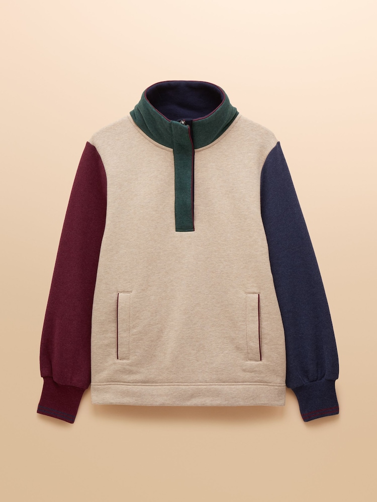 Burnham Hotchpotch Cotton Funnel Neck Quarter Zip Sweatshirt - Image 8 of 8 Burnham Hotchpotch Cotton Funnel Neck Quarter Zip Sweatshirt - Image 8 of 8