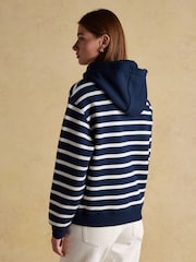 Joules Milbourne Navy & Cream Striped Hoodie - Image 2 of 7