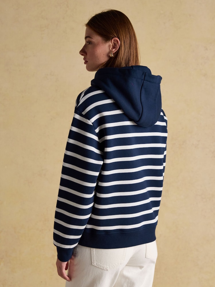 Joules Milbourne Navy & Cream Striped Hoodie - Image 2 of 7