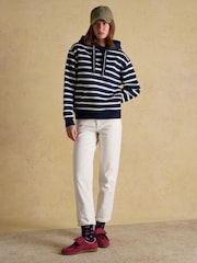 Joules Milbourne Navy & Cream Striped Hoodie - Image 6 of 7