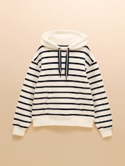 Joules Milbourne Cream & Navy Striped Hoodie - Image 1 of 1