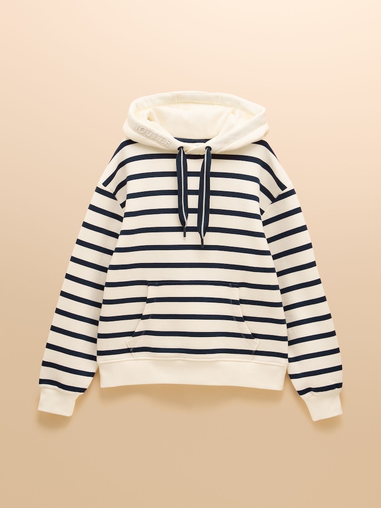 Joules Milbourne Cream & Navy Striped Hoodie - Image 1 of 1