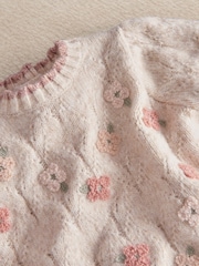 Mamas & Papas Cream Floral Knitted Jumper & Bottoms Set - Image 2 of 3