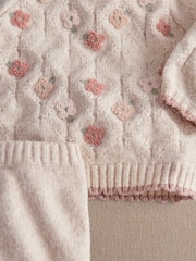 Mamas & Papas Cream Floral Knitted Jumper & Bottoms Set - Image 3 of 3