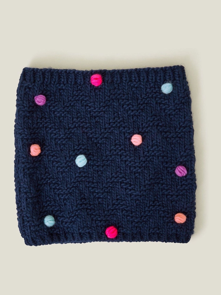 Angels By Accessorize Blue Girls Pom Pom Knit Snood - Image 1 of 3