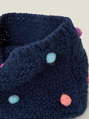 Angels By Accessorize Blue Girls Pom Pom Knit Snood - Image 2 of 3