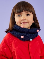 Angels By Accessorize Blue Girls Pom Pom Knit Snood - Image 3 of 3