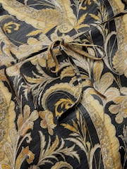 Black and Gold Paisley Print Occasion Kaftan Style V-Neck Maxi Dress - Image 7 of 7