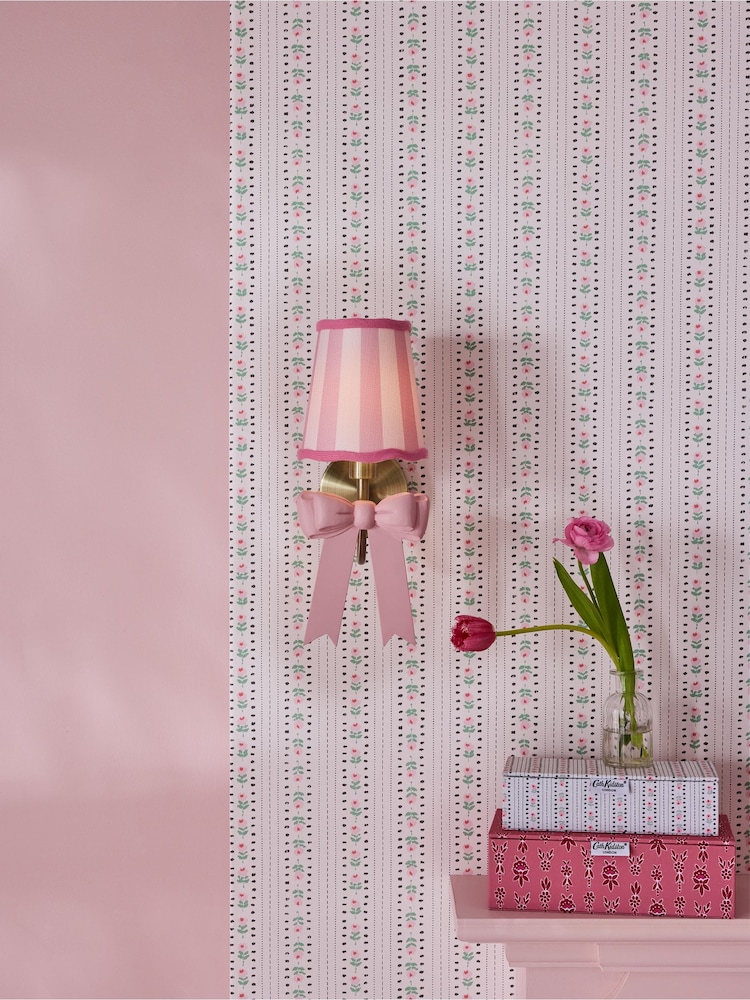 Cath Kidston Pink/White Stripe Canopy Bow Wall Light - Image 1 of 5