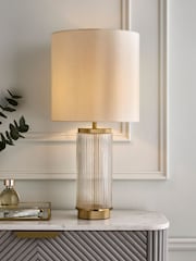 Lipsy Brass Ridge Glass Table Lamp - Image 1 of 6