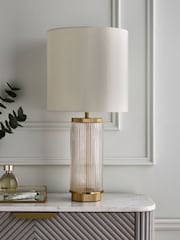 Lipsy Brass Ridge Glass Table Lamp - Image 2 of 6