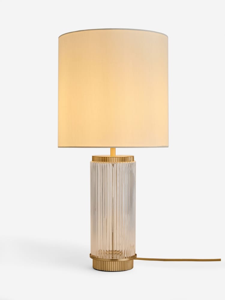 Lipsy Brass Ridge Glass Table Lamp - Image 2 of 6