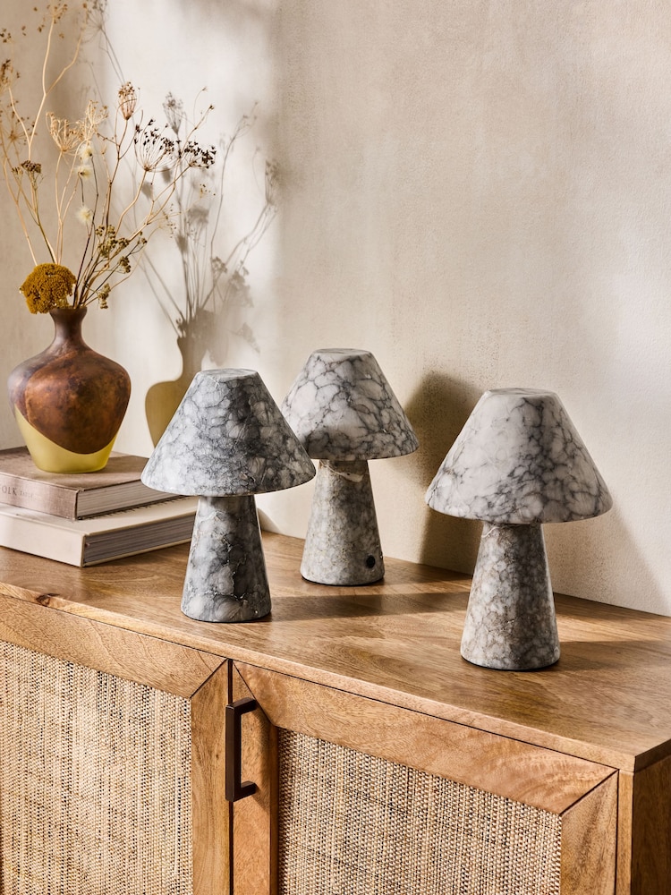 French Connection Grey/Ecru Pyaara Rechargeable Marble Table Lamp - Image 2 of 6
