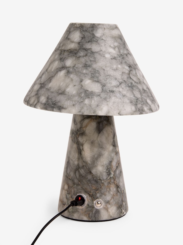 French Connection Grey/Ecru Pyaara Rechargeable Marble Table Lamp - Image 6 of 6