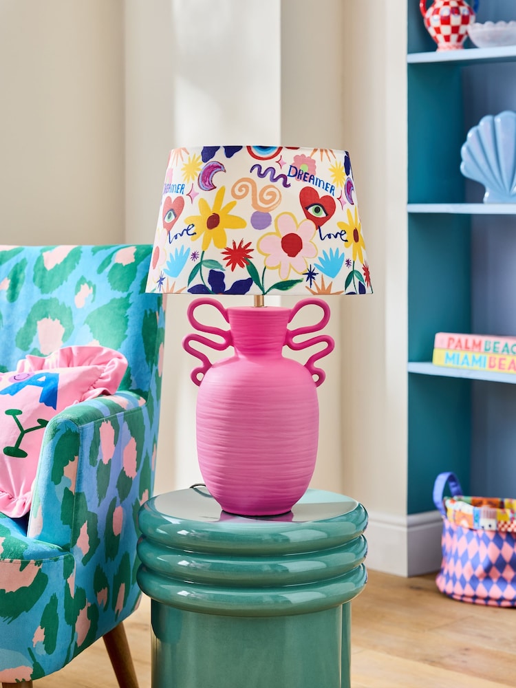 Eleanor Bowmer Pink Love Print Table Lamp - Image 1 of 6