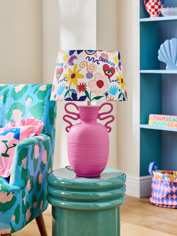 Eleanor Bowmer Pink Love Print Table Lamp - Image 2 of 6