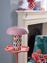 Eleanor Bowmer Pink Check USB Rechargeable Table Lamp - Image 1 of 6
